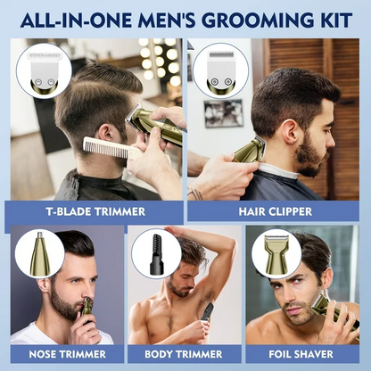 Hair Clippers, 5 IN 1 Cordless Electric Nose Ear Beard Trimmer Face Body Shaver, Rechargeable Men's Haircut & Grooming Kit with LED Display for Father Husband Boyfriend