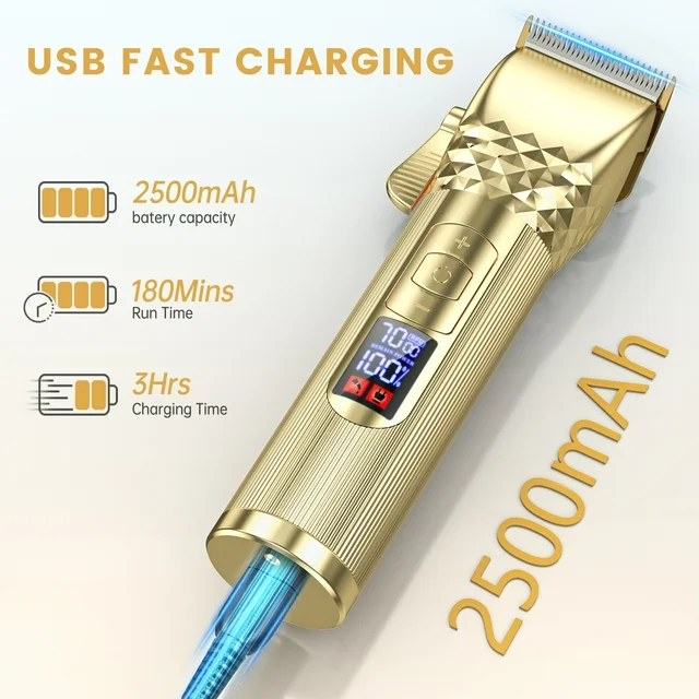 Professional Hair Clippers for Men, Cordless Rechargeable Beard Hair Trimmer, LED Display Barber Haircut, 7000RPM Men?s Razor Shaver Grooming Kit with 10 Guide Combs Gifts for Men Husband Father