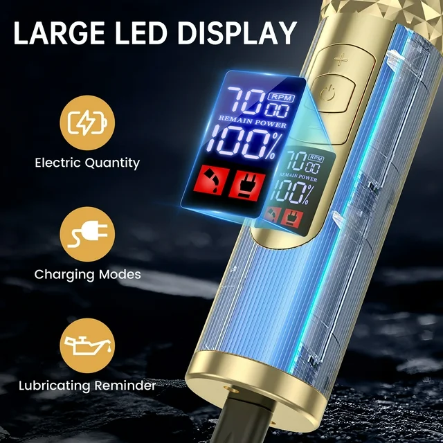 Professional Hair Clippers for Men, Cordless Rechargeable Beard Hair Trimmer, LED Display Barber Haircut, 7000RPM Men?s Razor Shaver Grooming Kit with 10 Guide Combs Gifts for Men Husband Father