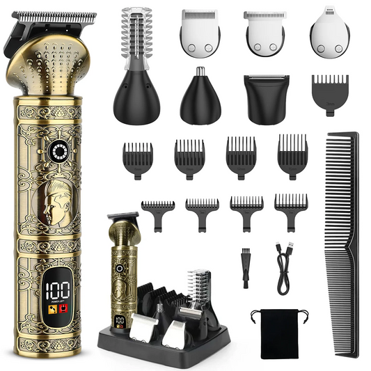 Beard Trimmer for Men, 6 in 1 Waterproof T-Blade Hair Clippers, Electric Razor Shavers for Men, LED Display, Grooming Kit for Nose Mustache Body Facial Men Gifts