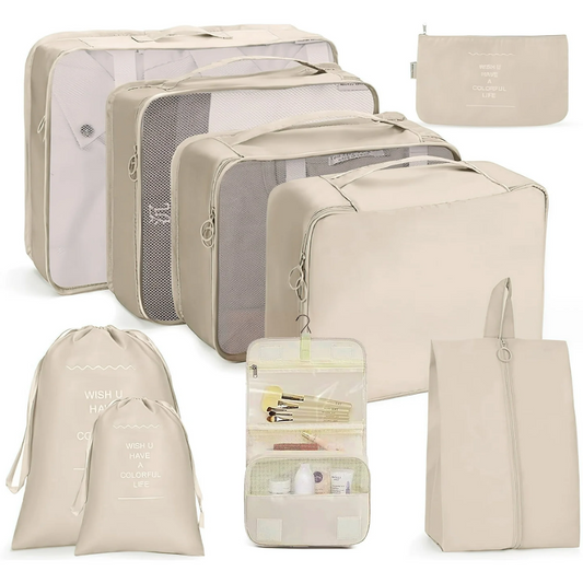 Packing Cubes 9 Set, Travel Packing Organizers with Large Toiletries Bag for Clothes Shoes