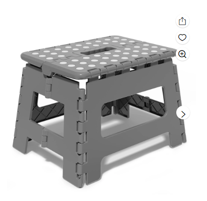 Folding Step Stool 9 Inch for Adults and Kids Holds Up to 300 lbs, Non-Slip Folding Stools with Portable Handle, Compact Plastic Foldable Step Stool for Bathroom, Bedroom, Kitchen