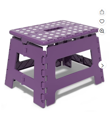 Folding Step Stool 9 Inch for Adults and Kids Holds Up to 300 lbs, Non-Slip Folding Stools with Portable Handle, Compact Plastic Foldable Step Stool for Bathroom, Bedroom, Kitchen