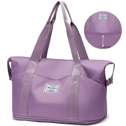 35L Weekender Bags for Women, Travel Bag Carry on Gym Bag, Expandable Travel Duffle Bag with Wet Dry Pocket/ 3 Front Pockets/ Trolley Sleeve Pocket, Sport Dance Bag, Purple