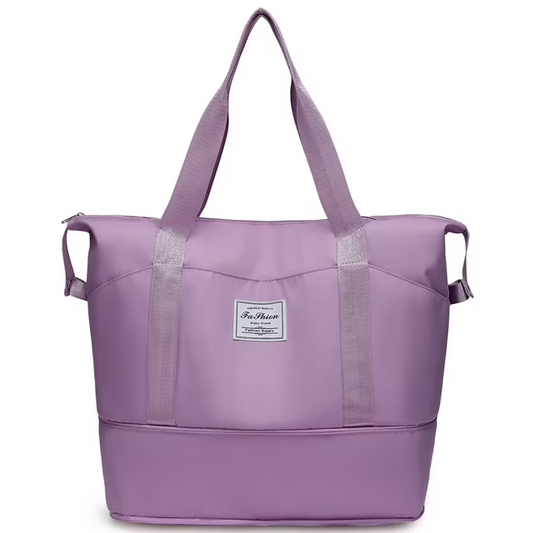 35L Travel Bag, Expandable Travel Duffel Bag, Weekender Carry On Overnight Bags for Women Men, Personal Item Bag for Airlines w/Wet Dry Pocket/ 3 Front Pockets/Trolley Sleeve, Gym Tote Bag, Purple