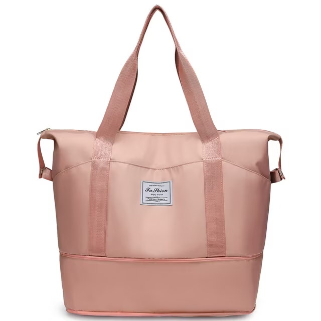 35L Weekender Bags for Women, Travel Bag Carry on Gym Bag, Expandable Travel Duffle Bag with Wet Dry Pocket/ 3 Front Pockets/ Trolley Sleeve Pocket, Sport Dance Bag, Pink