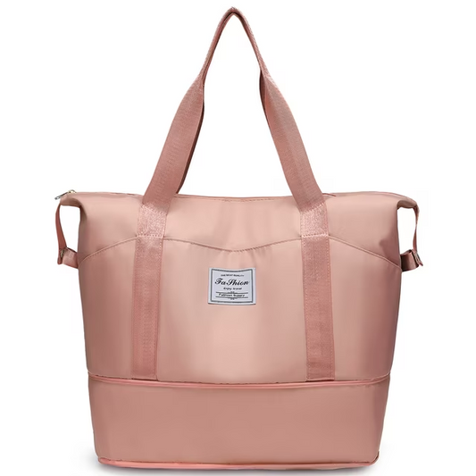 35L Weekender Bags for Women, Travel Bag Carry on Gym Bag, Expandable Travel Duffle Bag with Wet Dry Pocket/ 3 Front Pockets/ Trolley Sleeve Pocket, Sport Dance Bag, Pink