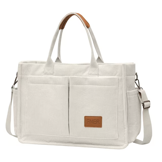 Large Canvas Tote Bag for Women, Travel Duffel Bag, Crossbody Work Book Bible Messenger Purse Handbag w/2 Side Pockets/Wet Pocket, Value Gift for Women or Girls, Off-white