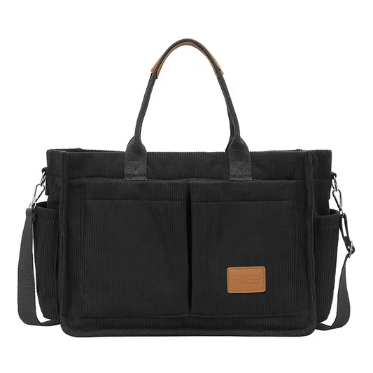 Large Canvas Tote Bag for Women, Womens Laptop Work Book Bags w/Side Pockets/Wet Pocket, Crossbody Purse Handbag, Travel Messenger Gym Bag, Gifts for Women, Black