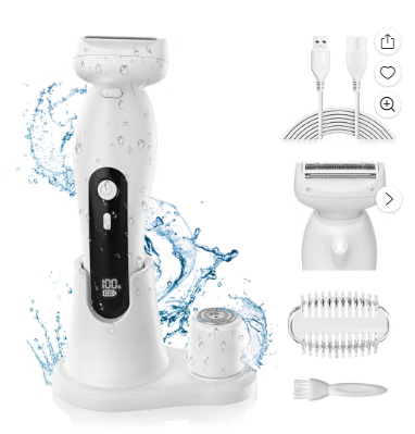 Electric Shaver for Women, Womens Electric Razor, Cordless Bikini Trimmer Rechargeable Smooth Painless 2 in 1 Womens Shave Wet Dry for Bikini Hair Removal Underarm Public Hairs Legs