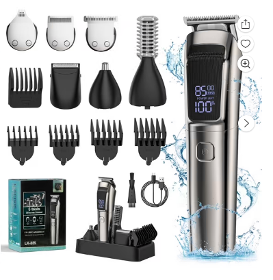 Beard Trimmer for Men, Electric Razor Shavers for Men, Cordless Rechargeable Waterproof Grooming Kit for Shaving Face, Mustache Nose Body Hair Trimmer Clipper, LED Display, Gifts for Him