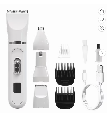 Dog Clippers, USB Rechargeable Cordless Dog Grooming Kit, Low Noise Electric Pets Hair Trimmers, Quiet Washable Shaver Clippers Shears for Thick Coats Dogs Cats with LED Display