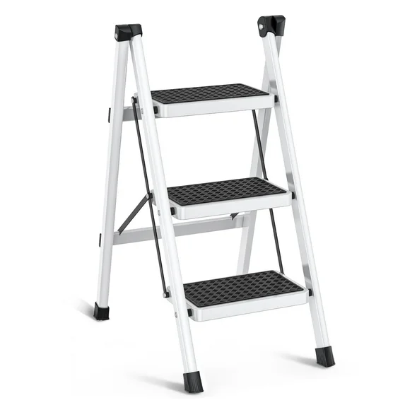 3 Step Ladder, Folding Step Stool for Adults, Wider Upgraded Non-Slip Treads, Portable Lightweight Ladder for Home and Kitchen, Holds up to 330 Lbs