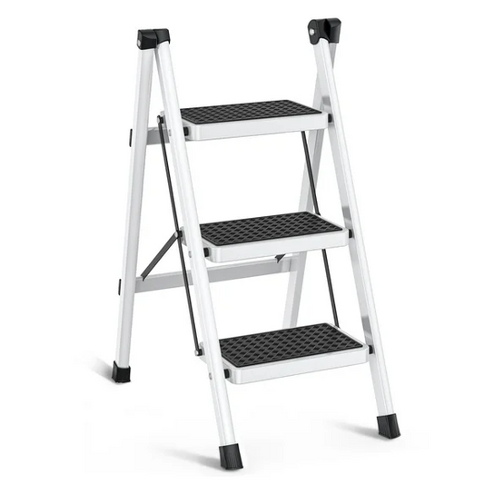 3 Step Ladder, Folding Step Stool for Adults, Wider Upgraded Non-Slip Treads, Portable Lightweight Ladder for Home and Kitchen, Holds up to 330 Lbs