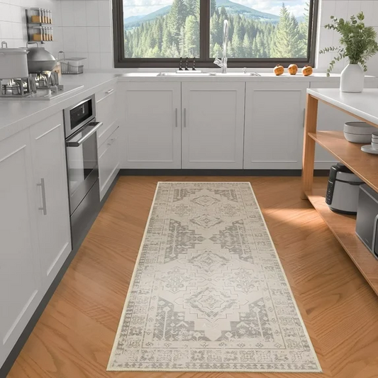 Runner Rug, Washable Hallway & Kitchen Runner Rugs with Rubber Backing, 1.7'x5' Soft Faux Wool Vintage Rug for Entryway Indoor, Kitchen, Laundry, Bedroom, Indoor Non-Slip