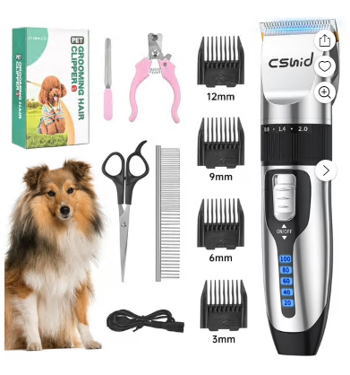 Dog Hair Clippers, Professional LED Display Dog Grooming Kit, Cordless Quiet Pets Clippers Hair Trimmer