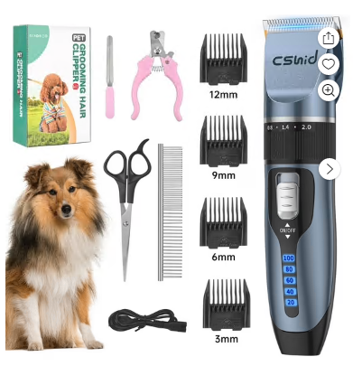 Dog Hair Clippers, Professional LED Display Dog Grooming Kit, Cordless Quiet Pets Clippers Hair Trimmer
