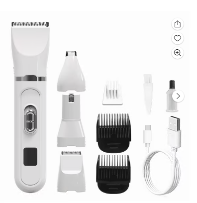 Dog Clippers, USB Rechargeable Cordless Dog Grooming Kit, Low Noise Electric Pets Hair Trimmers, Quiet Washable Shaver Clippers Shears for Thick Coats Dogs Cats with LED Display