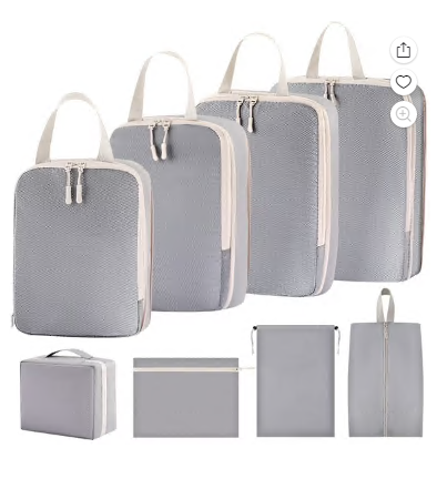 12 Set Compression Packing Cubes, Expandable Packing Organizers for Travel Accessories Luggage Suitcase Backpack, Gray