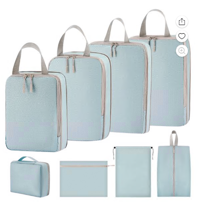 12 Set Compression Packing Cubes, Expandable Packing Organizers for Travel Accessories Luggage Suitcase Backpack, Blue