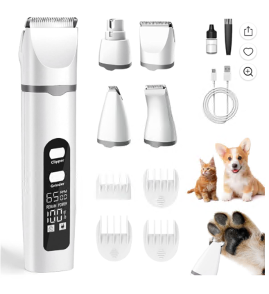 Dog Clippers, USB Rechargeable Cordless Dog Grooming Kit, Low Noise Electric Pets Hair Trimmers