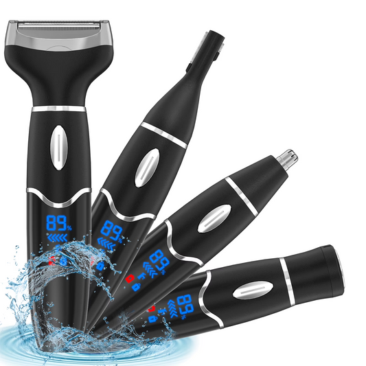 2 in 1 Body Hair Trimmer for Men, Ball Trimmer Men with Travel Lock, USB-C Rechargeable, Waterproof Wet/Dry Body Groomer with LED Display