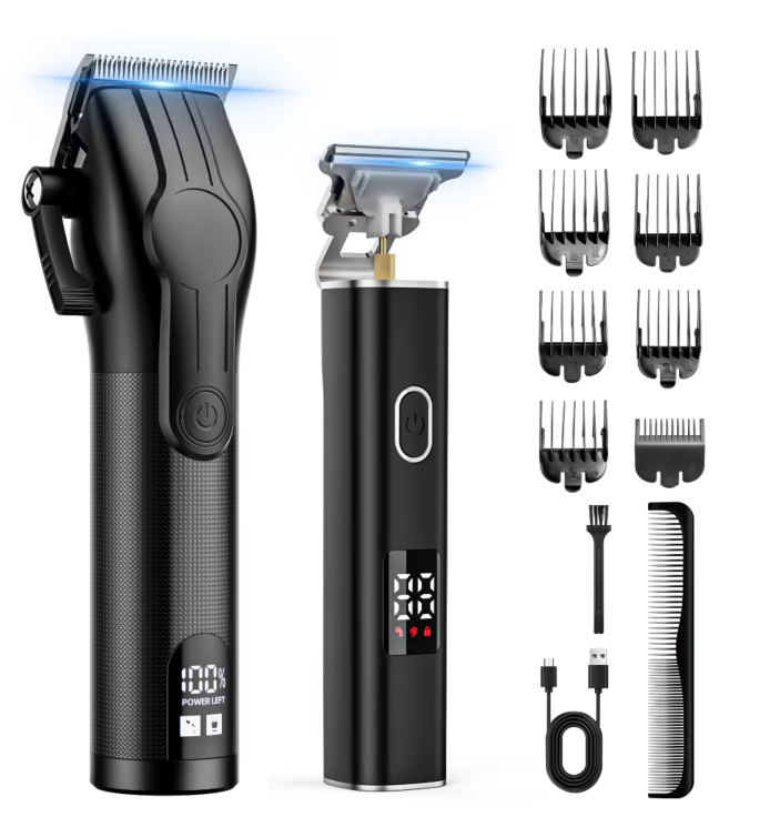 Professional Cordless Clipper - Beard Trimmer for Men, Professional Stylist & Barber Clippers, USB-C Cordless Hair Clippers for Men with Interchangeable Battery