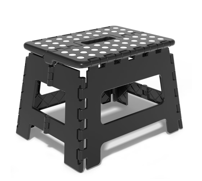 Folding Step Stool 9 Inch for Adults Holds Up to 300 lbs, Non-Slip Folding Stools with Portable Handle