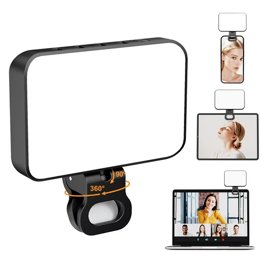 Cshidworld Portable Selfie Light, Fill Light Video Light with Clip Rechargeable 2000mAh CRI 95, 3 Light Modes and 10 Light Levels for Mobile Phone iPhone Webcam Laptop Photo Makeup
