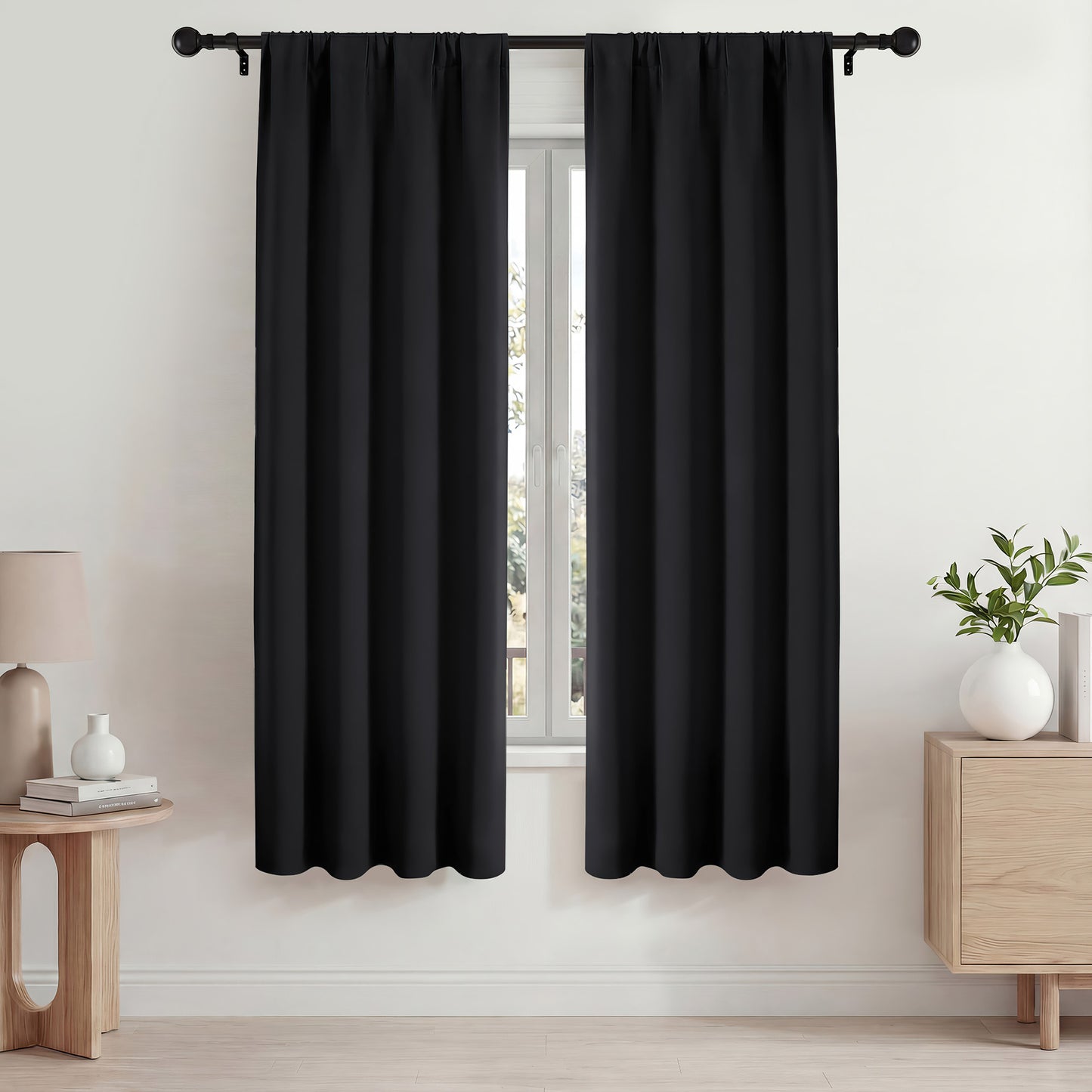 Blackout Curtains, Thermal Insulated Blackout Curtains 42x72 in, Room Darkening Rod Pocket Drapes for Living Room Bedroom, Noise Reduction Window Treatment Panels set of 2