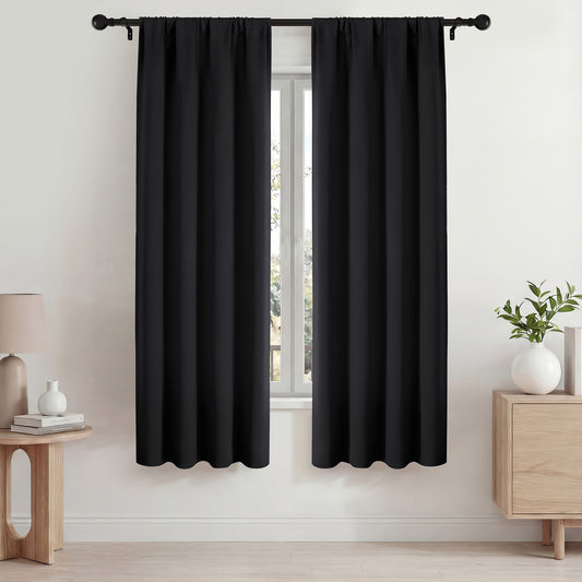 Blackout Curtains, Thermal Insulated Blackout Curtains 42x72 in, Room Darkening Rod Pocket Drapes for Living Room Bedroom, Noise Reduction Window Treatment Panels set of 2