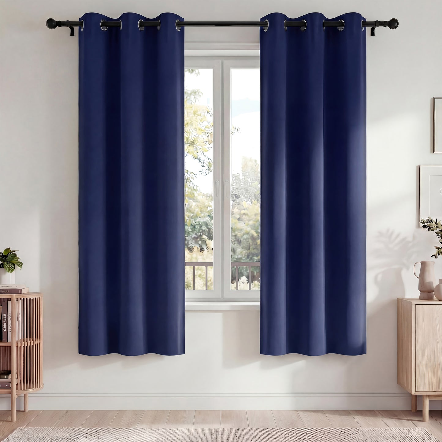 Blackout Curtains, Blackout Curtains Set of 2 for Bedroom Living Room 42x72 in, Thermal Insulated Room Darkening Drapes with Grommet Top, Noise Reduction & Light Blocking, Navy Blue