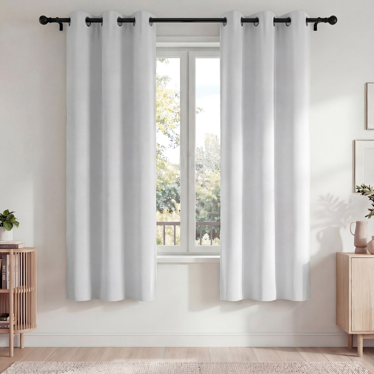Blackout Curtains, Blackout Curtains Set of 2 for Bedroom Living Room 42x72 in, Thermal Insulated Room Darkening Drapes with Grommet Top, Noise Reduction & Light Blocking, White