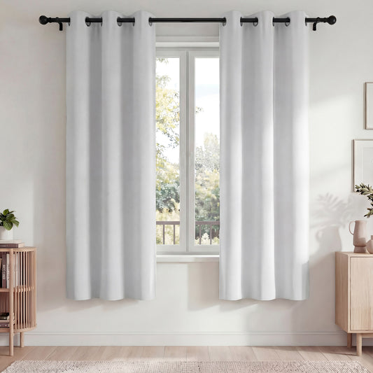 Blackout Curtains, Blackout Curtains Set of 2 for Bedroom Living Room 42x72 in, Thermal Insulated Room Darkening Drapes with Grommet Top, Noise Reduction & Light Blocking, White