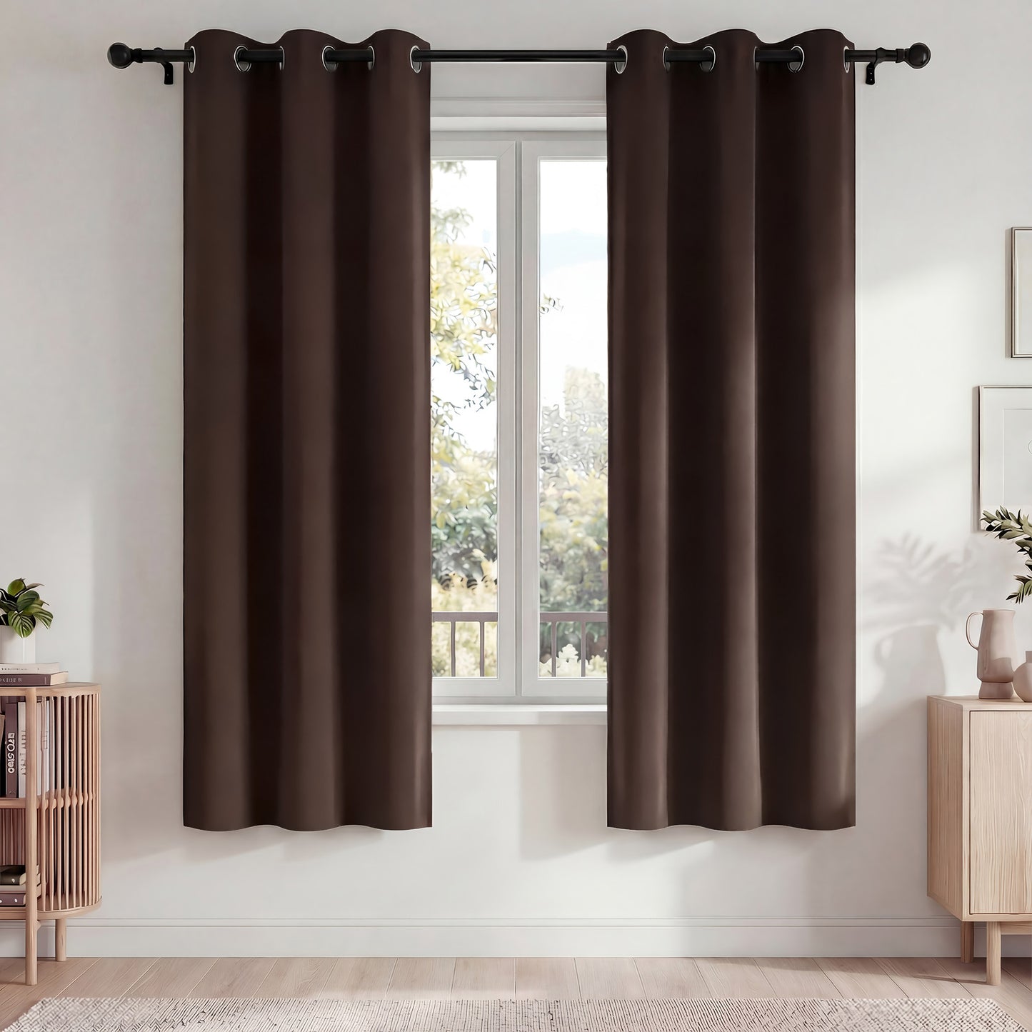 Blackout Curtains, Blackout Curtains Set of 2 for Bedroom Living Room 42x72 in, Thermal Insulated Room Darkening Drapes with Grommet Top, Noise Reduction & Light Blocking, Brown