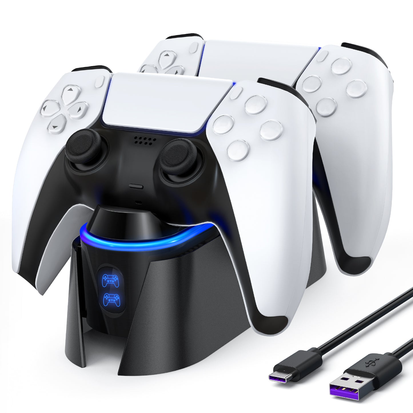 CSD01PSCC1530BL PS5 Controller Charger, Dual Controller Charging Station for Playstation 5 Dualsense, PS5 Charging Station with LED Indicator/Fast Charging Cable (Black)