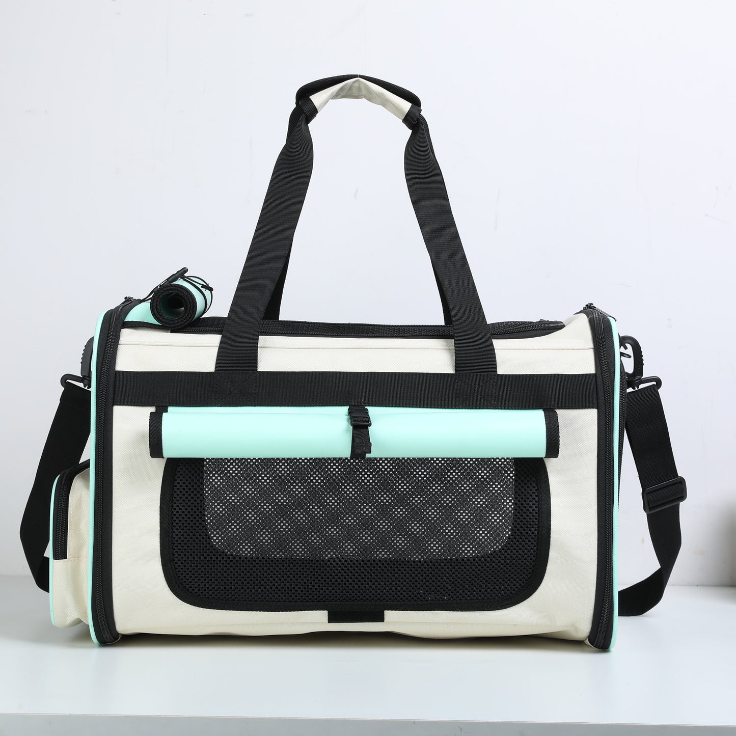 CSD02PCBC0000GY Cat Carrier for Large Cat Up to 25 Lbs, Ventilated Design, Safety Straps, Buckle Support, Collapsible for Hiking Travel Outdoor Use