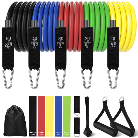 CSD01RBEB0000BK Cshidworld Resistance Bands Set, 150 lbs Workout Exercise Bands with Extra 5 Loop Bands, Handles, Door Anchor, Ankle Straps & Carry Bag for Strength Training, Yoga & Home Gym