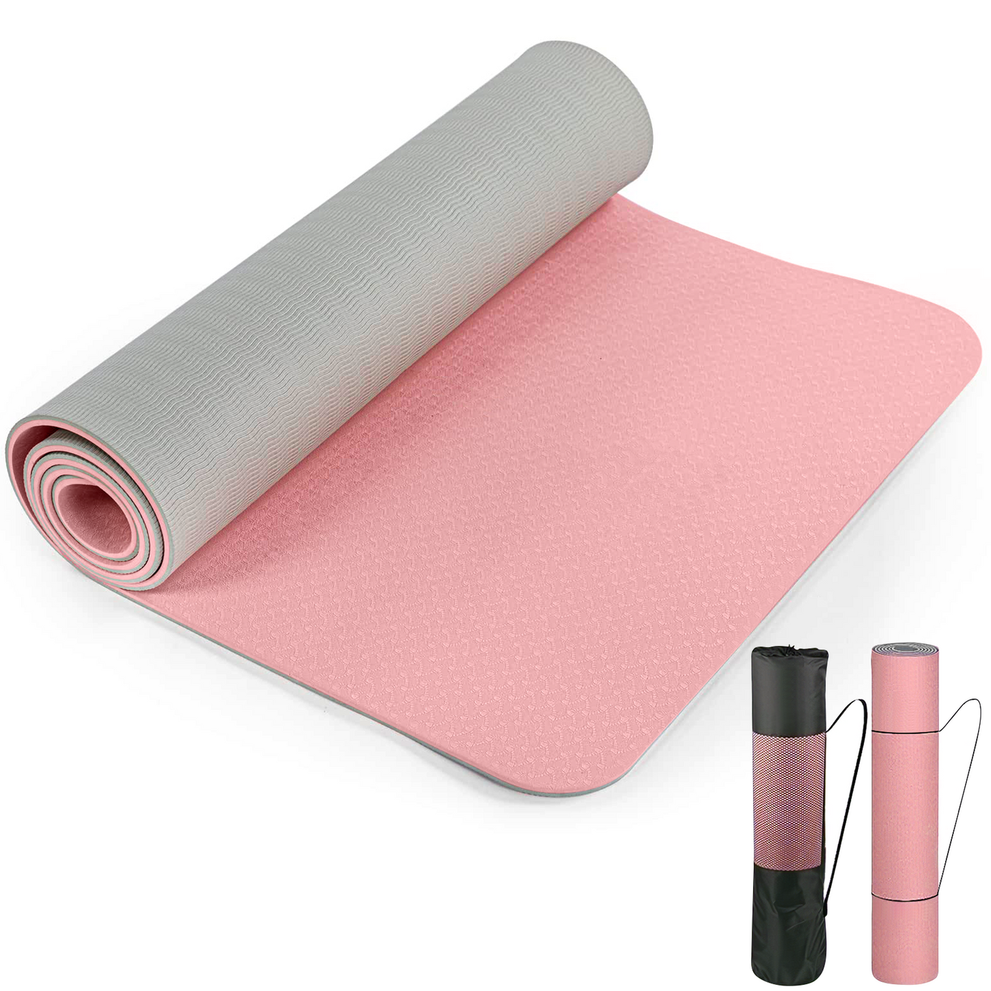 CSD01YMEM0072PK Cshidworld Yoga Mat, 6mm Thick Eco-Friendly TPE Exercise Mat with Carrying Strap and Storage Bag, Non-Slip Workout Mat for Yoga, Gym and Floor Exercises, 72" x 24"
