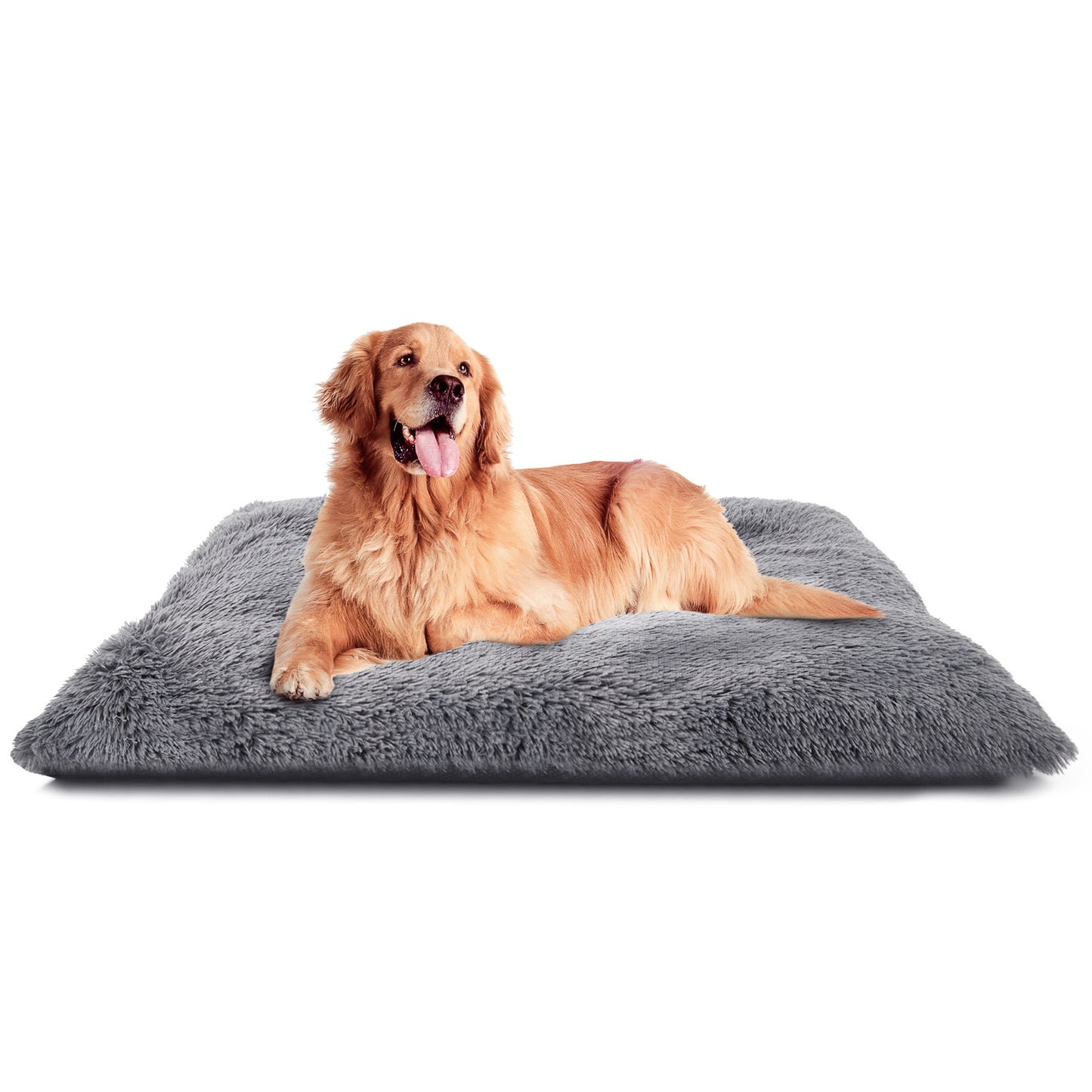 CSD01LADB0XXLGY Large Dog Bed, Plush Dog Cage Bed with Non-Slip Bottom, Washable Dog Mat for Large and Medium Dogs, Supports up to 90 lbs, 43 x 30 Inches, Gray