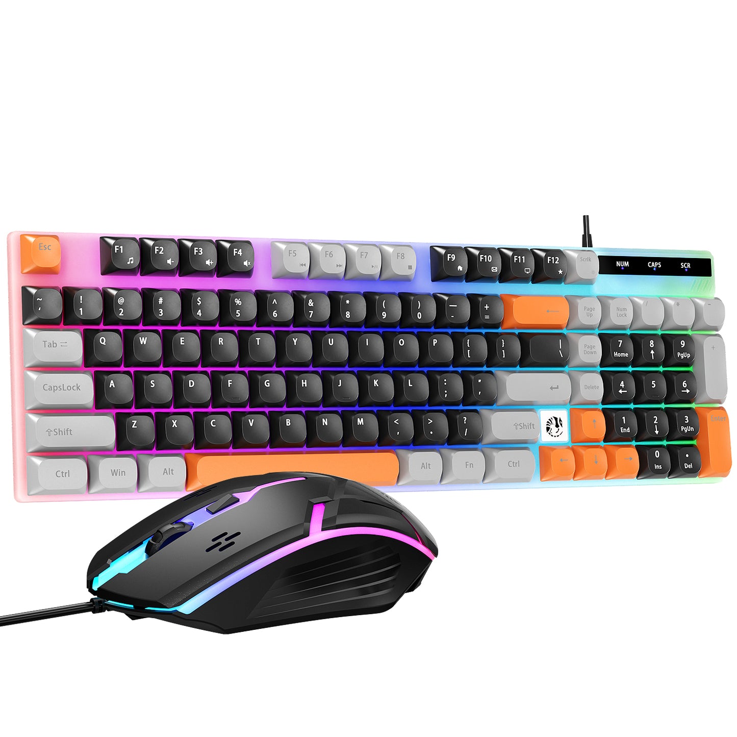 CSD01WGKBT280MTGaming Keyboard and Mouse Combo,98 Key RGB LED Backlit Keyboard with 104 Key for PC/Laptop，Multicolor