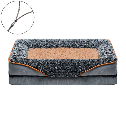 CSD01OLDB000MGY Cshidworld Orthopedic Dog Bed for Large and Medium Dogs, Dog Sofa Bed with Removable Washable Cover, Non-Slip Bottom, Couch Pet Bed with Fleece Dog Blanket, 30 x 20 x 5.5 Inch