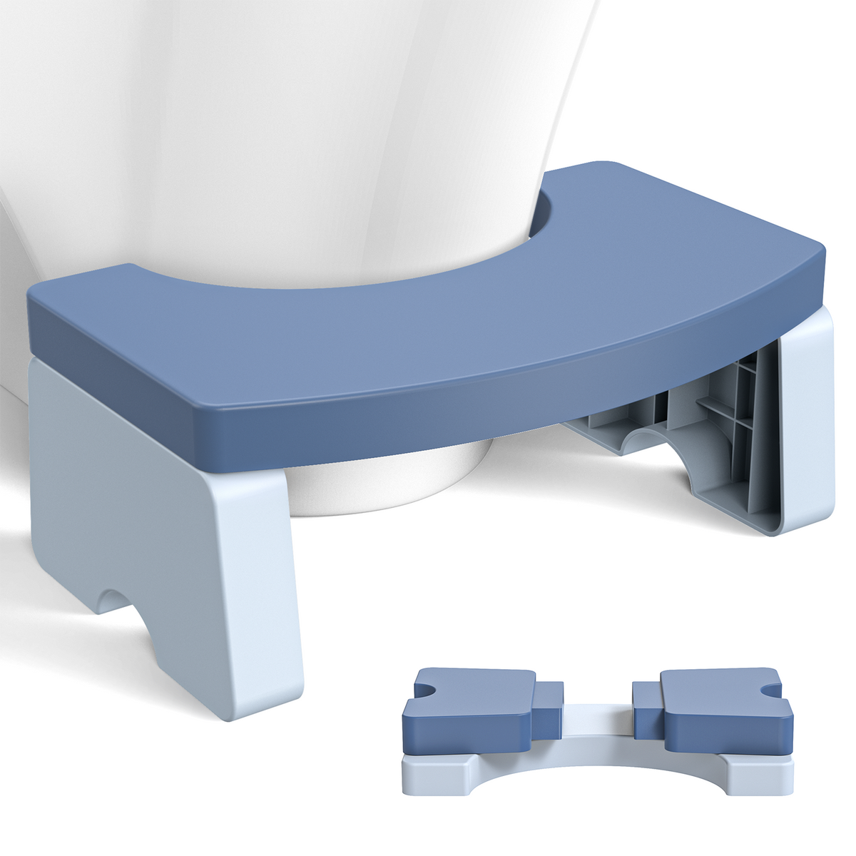 CSD01TSFA0000BU Toilet Stool, Poop Stool for Adults & Kids, 7 Inch Portable Toilet Potty Stool, Collapsible Step Stool for Bathroom Potty Support