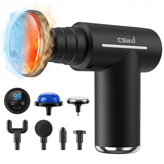 CshidWorld Heated Massage Gun with Gel Head,Deep Tissue Muscle Massager,6 Speed Levels,Quiet Handheld Percussion Massager for Pain Relief & Muscle Recovery