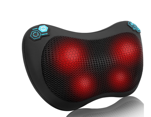 Cshidworld Neck and Back Massager with Heat, 3D Kneading Pillow, 4 Massage Nodes & Bi-Directional Deep Tissue Massage for Neck/Shoulders/Back, Ideal Gift for Women & Men