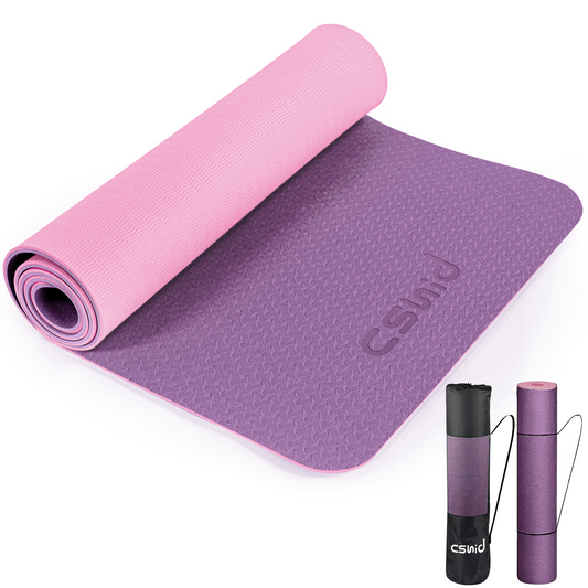 CSD01YMEM0072PU Cshidworld Yoga Mat, 6mm Thick Eco-Friendly TPE Exercise Mat with Carrying Strap and Storage Bag, Non-Slip Workout Mat for Yoga, Gym and Floor Exercises, 72" x 24"