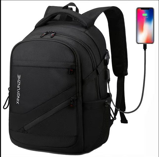 CSD01MLBK1180BKCshidWorld 19" Travel Laptop Backpack, Anti Theft Durable Bookbag, Business Backpacks for Men Women with USB Charging Port, Water Resistant School Bag Fits 14-17 inch Laptop and Notebook