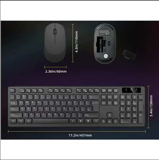 CSD02WKMC8875BK Wireless Keyboard and Mouse Combo for Windows, 2.4 GHz Unifying USB-Receiver, Multimedia Hotkeys,for PC, Laptop