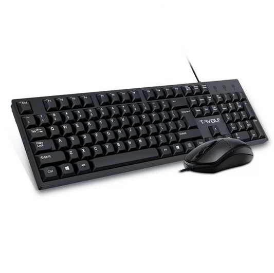 CSD01WKBTF500BK Wired Keyboard and Mouse Combo for Windows, Optical Wired Mouse, Full-Size Keyboard, USB Plug-and-Play, Compatible with PC, Laptop - Black