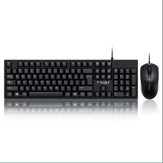 CSD02WKBTF500BK Wired Keyboard and Mouse Combo,Full-Sized Ergonomic Computer Keyboard and Optical Wired Mouse for Windows, Mac OS Desktop/Laptop/PC,Black